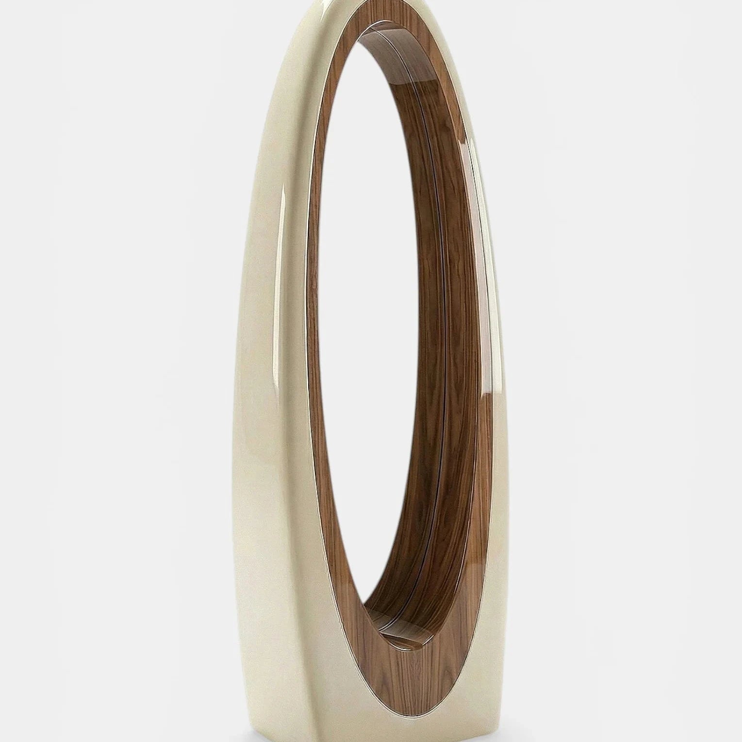 Harch Off-White And Glossy Wood Mirror