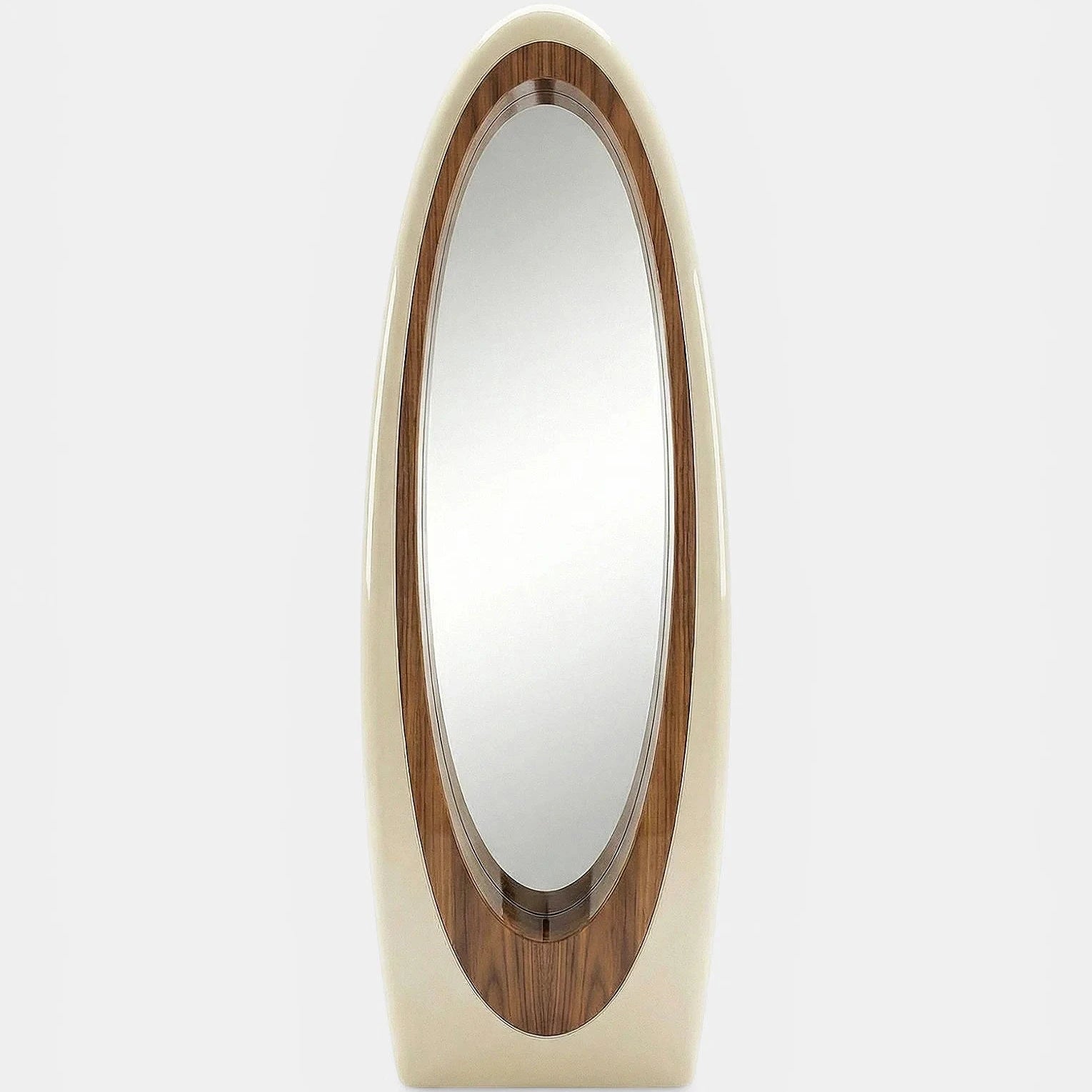 Harch Off-White And Glossy Wood Mirror
