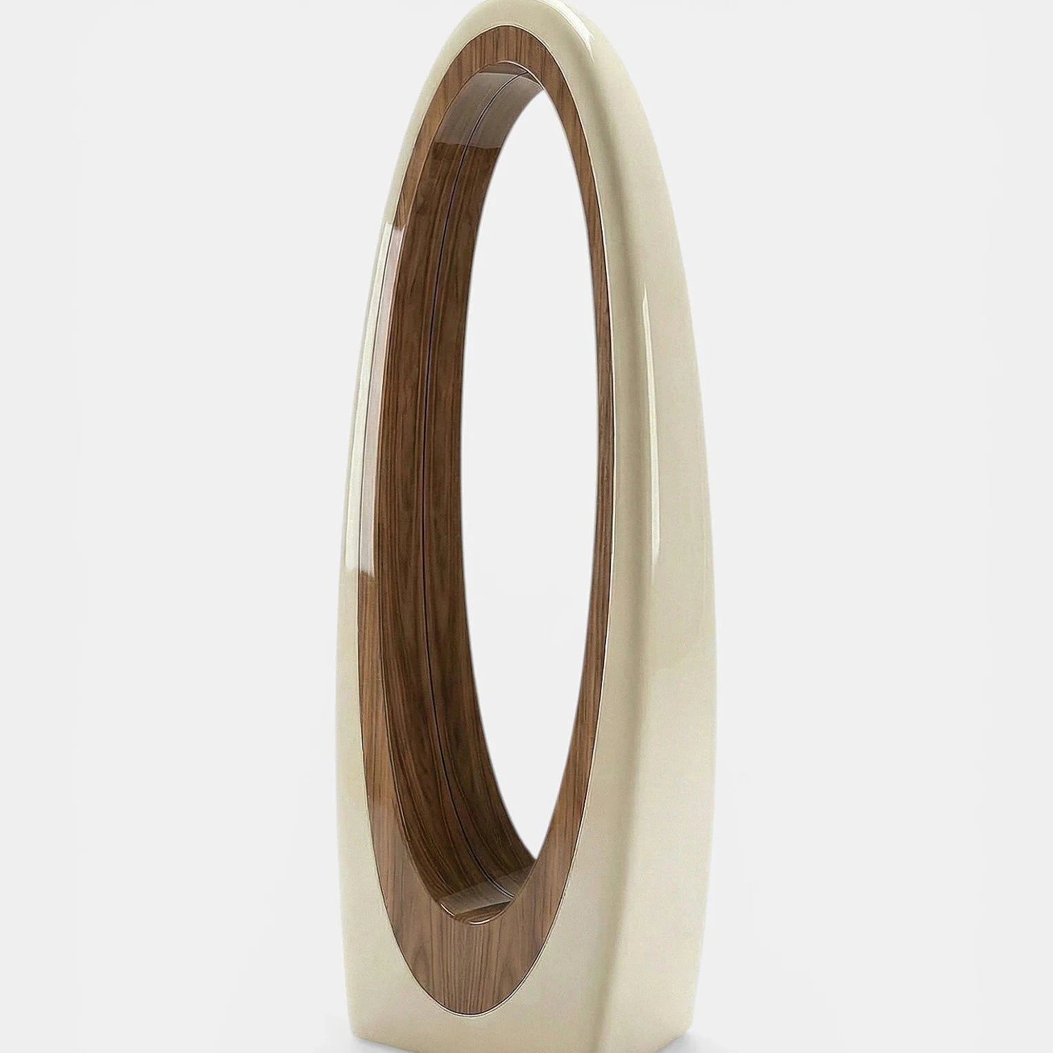Harch Off-White And Glossy Wood Mirror