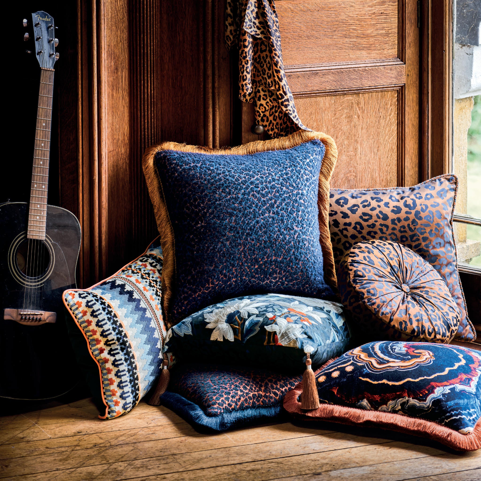 Lulu Luxury Designer Cushion Indigo Sky - Temperley London