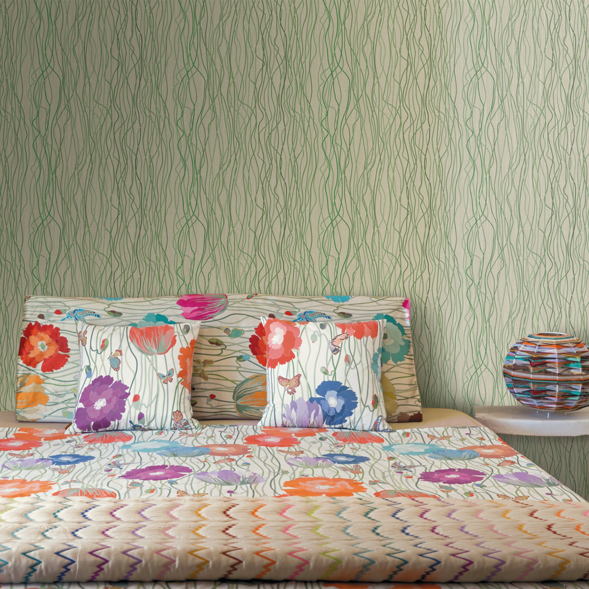 Poppies Stem Luxury Designer Wallpaper by Missoni