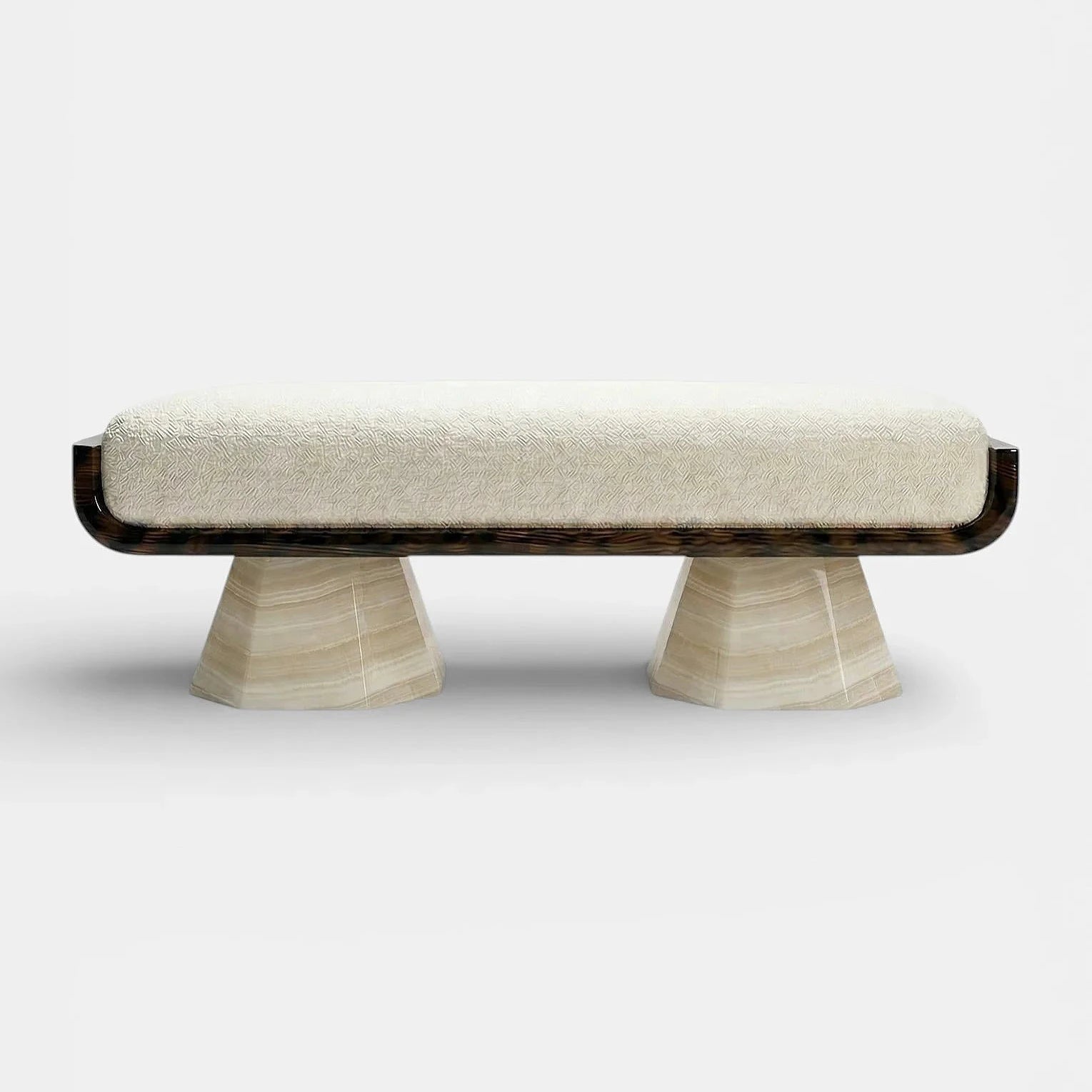 Ava Glossy Wood And Ivory Onyx Bench