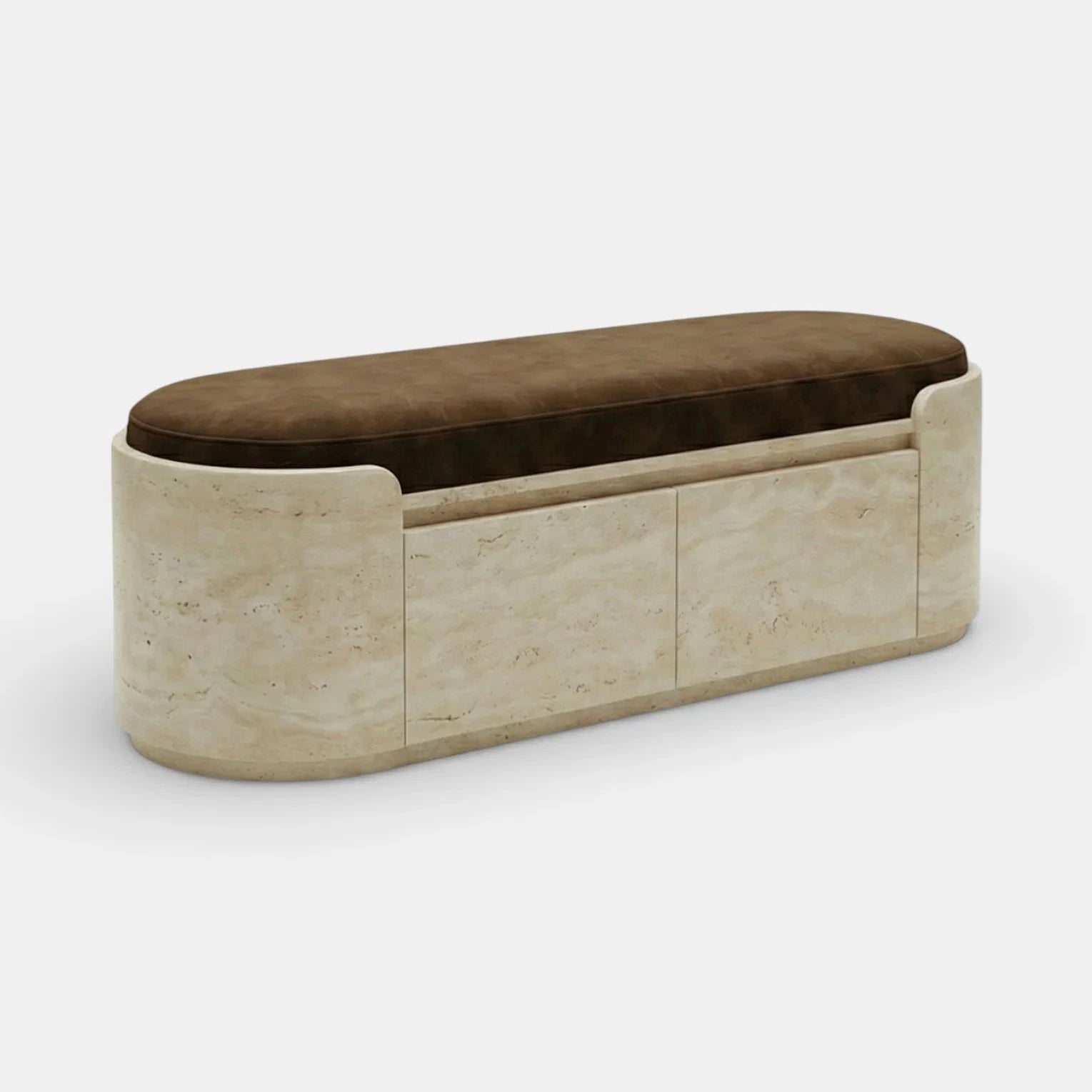 Chloé Storage Travertine Bench