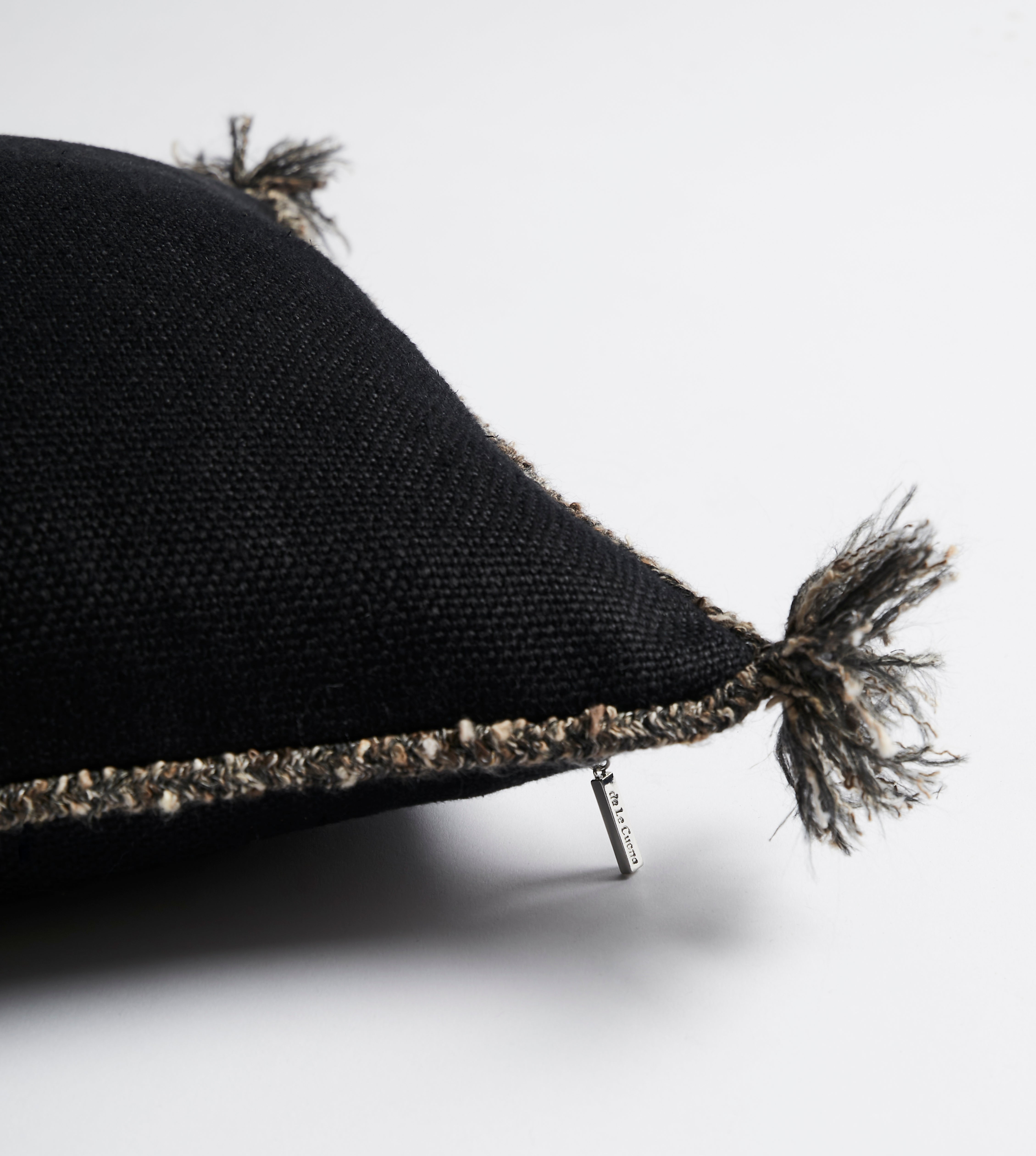 CAPE CUSHION WITH BRAIDED CORD TRIM - COAL - Peter Staunton Design Studio