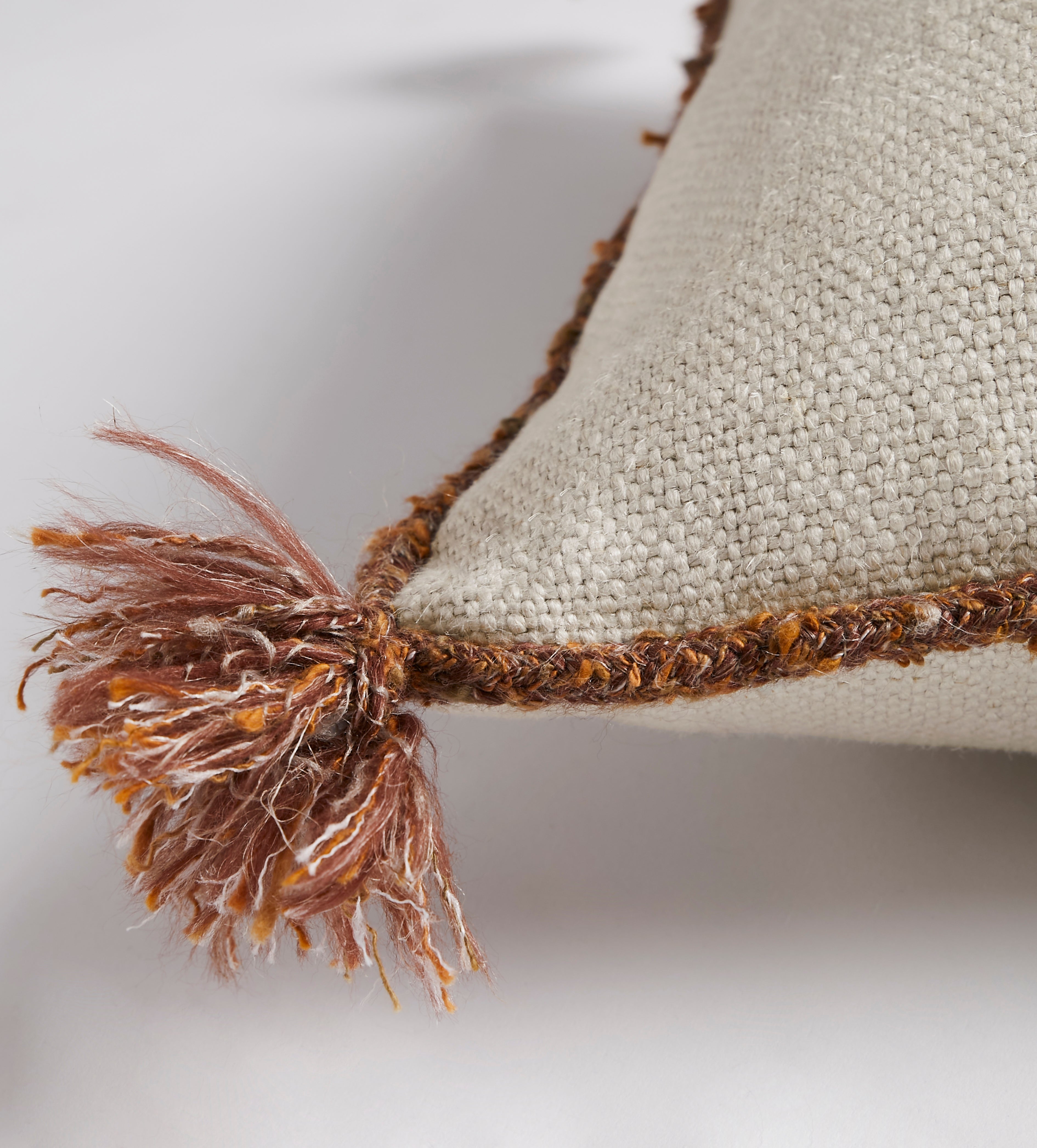 CAPE CUSHION WITH BRAIDED CORD TRIM - FROST - Peter Staunton Design Studio