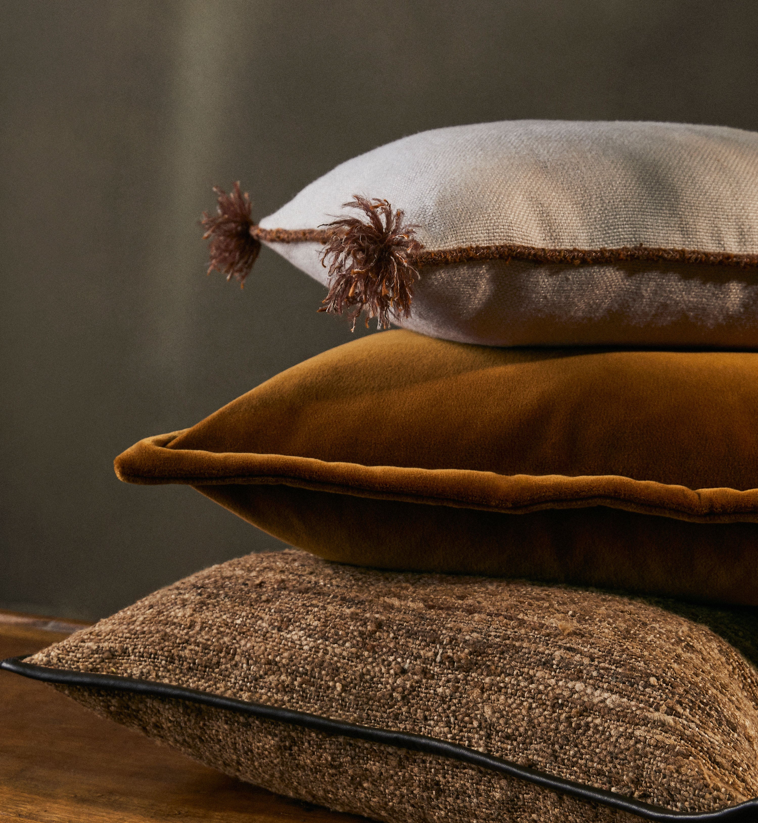 CAPE CUSHION WITH BRAIDED CORD TRIM - FROST - Peter Staunton Design Studio