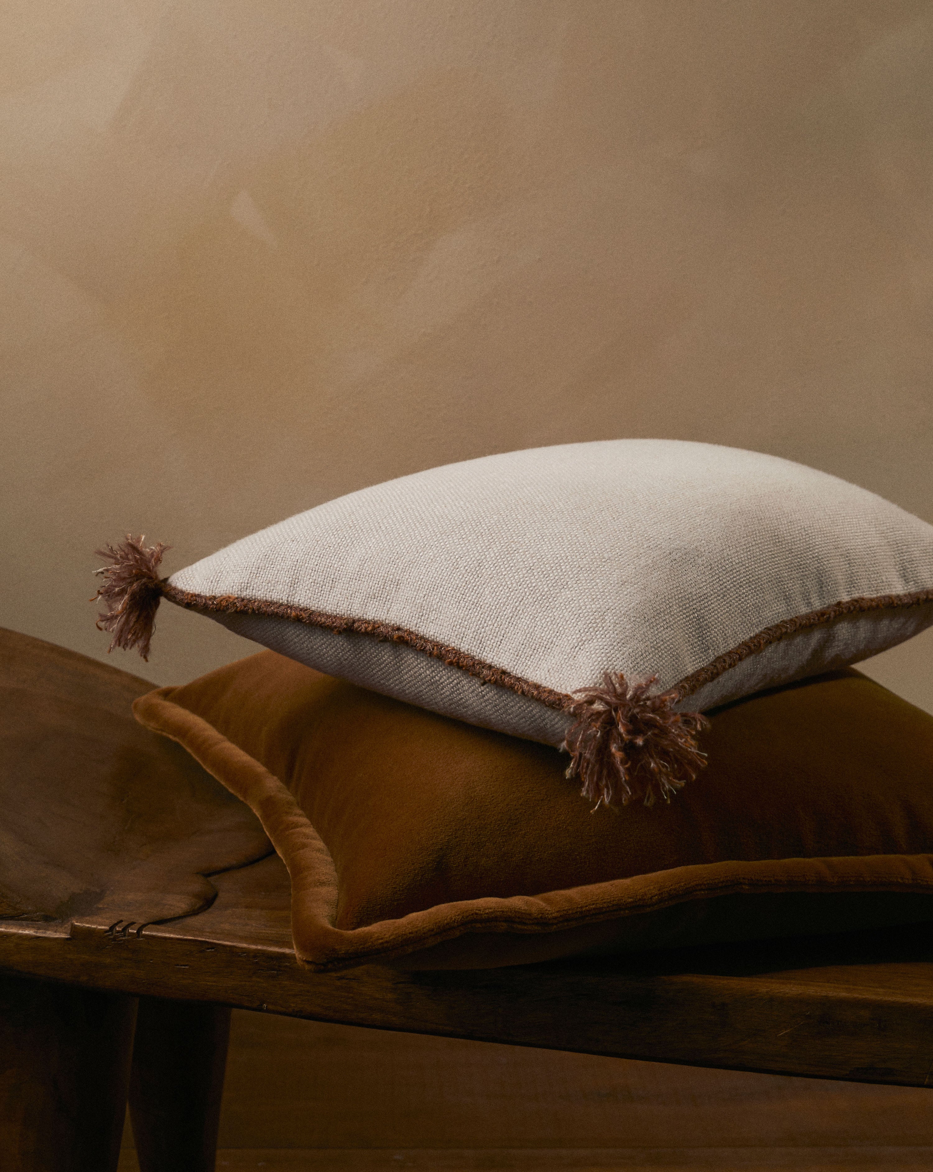 CAPE CUSHION WITH BRAIDED CORD TRIM - FROST - Peter Staunton Design Studio