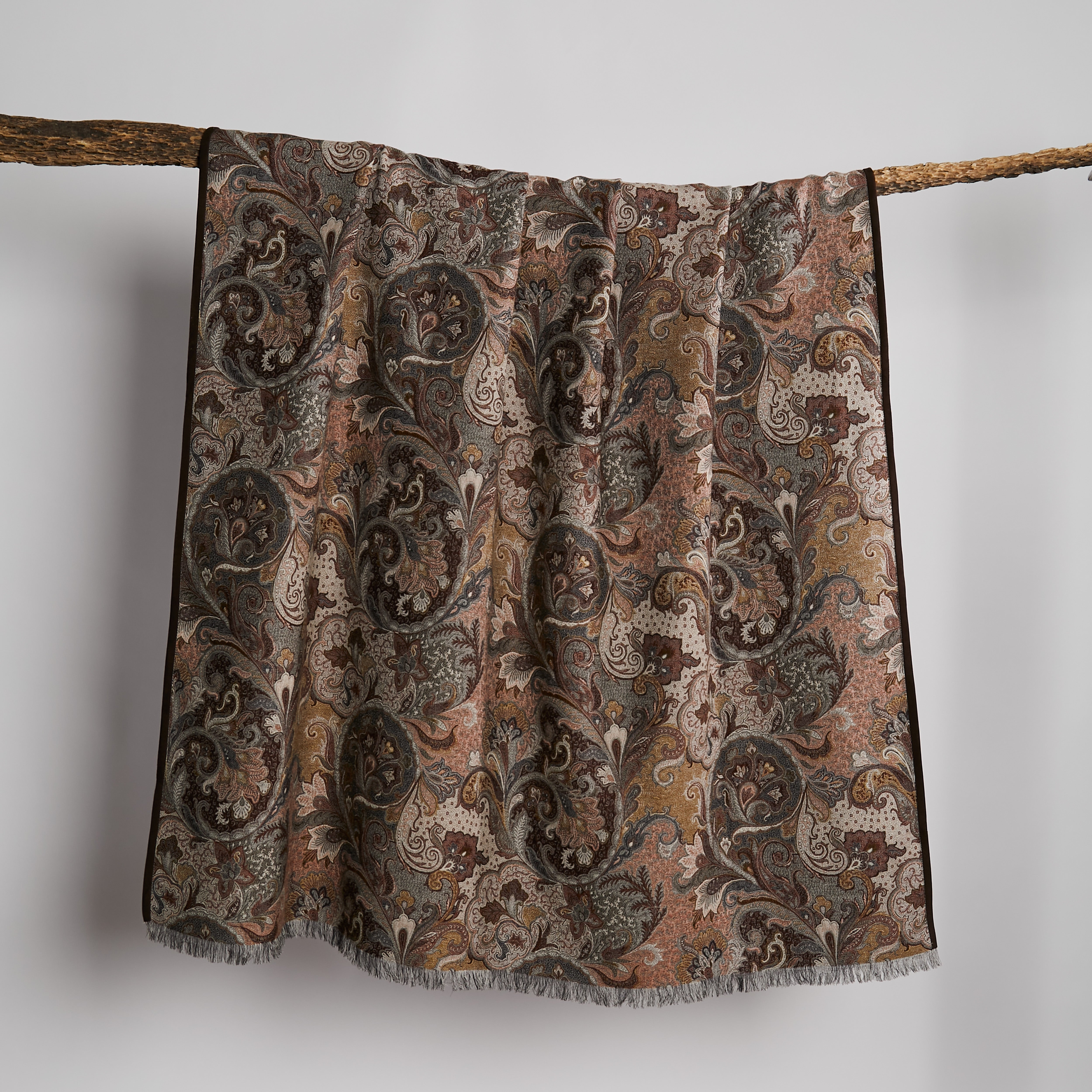 ELIZABETH THROW WITH FRINGE & SUEDE EDGE - PHEASANT - Peter Staunton Design Studio