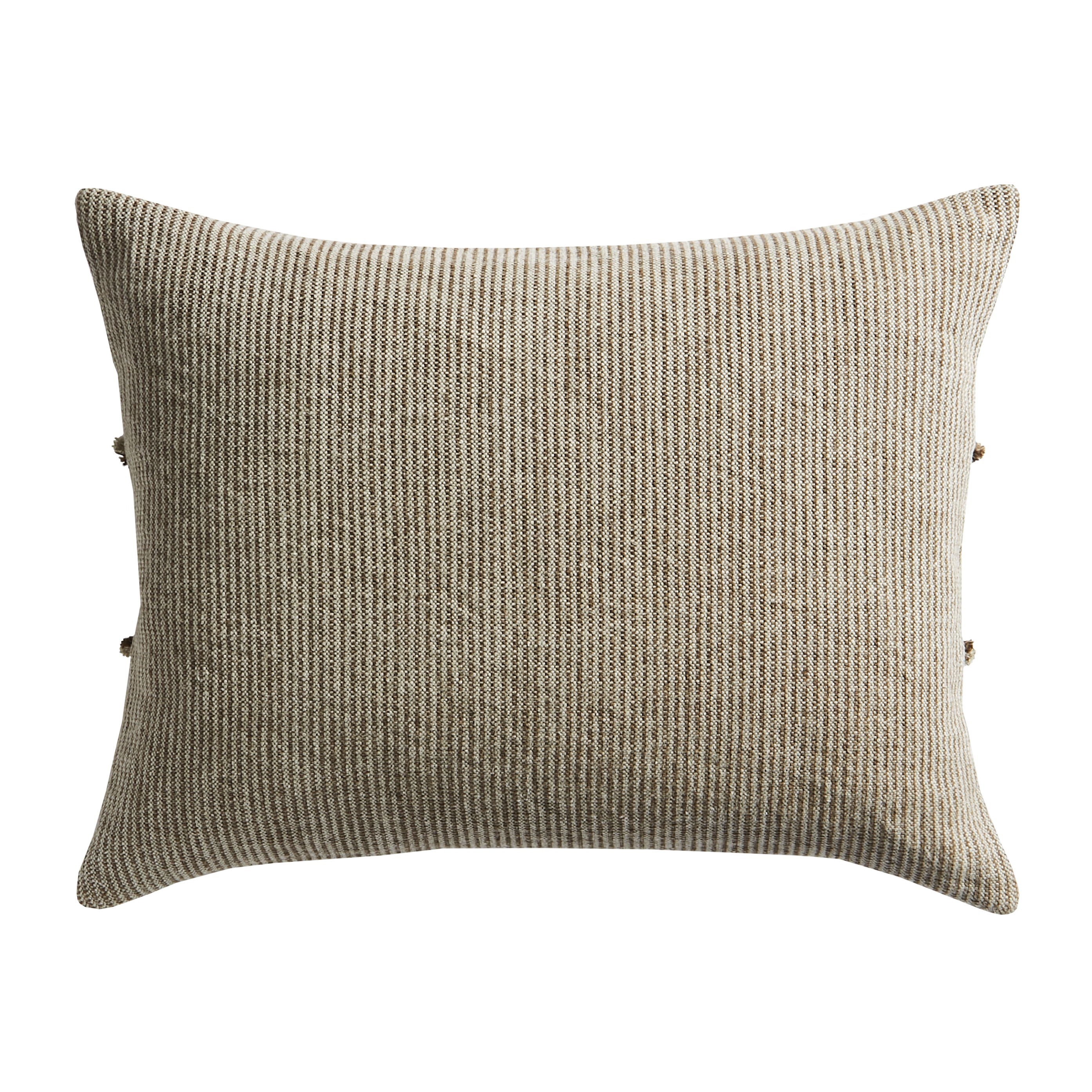 SALOPETTE CUSHION WITH FRINGED PANELS - KHAKI - Peter Staunton Design Studio