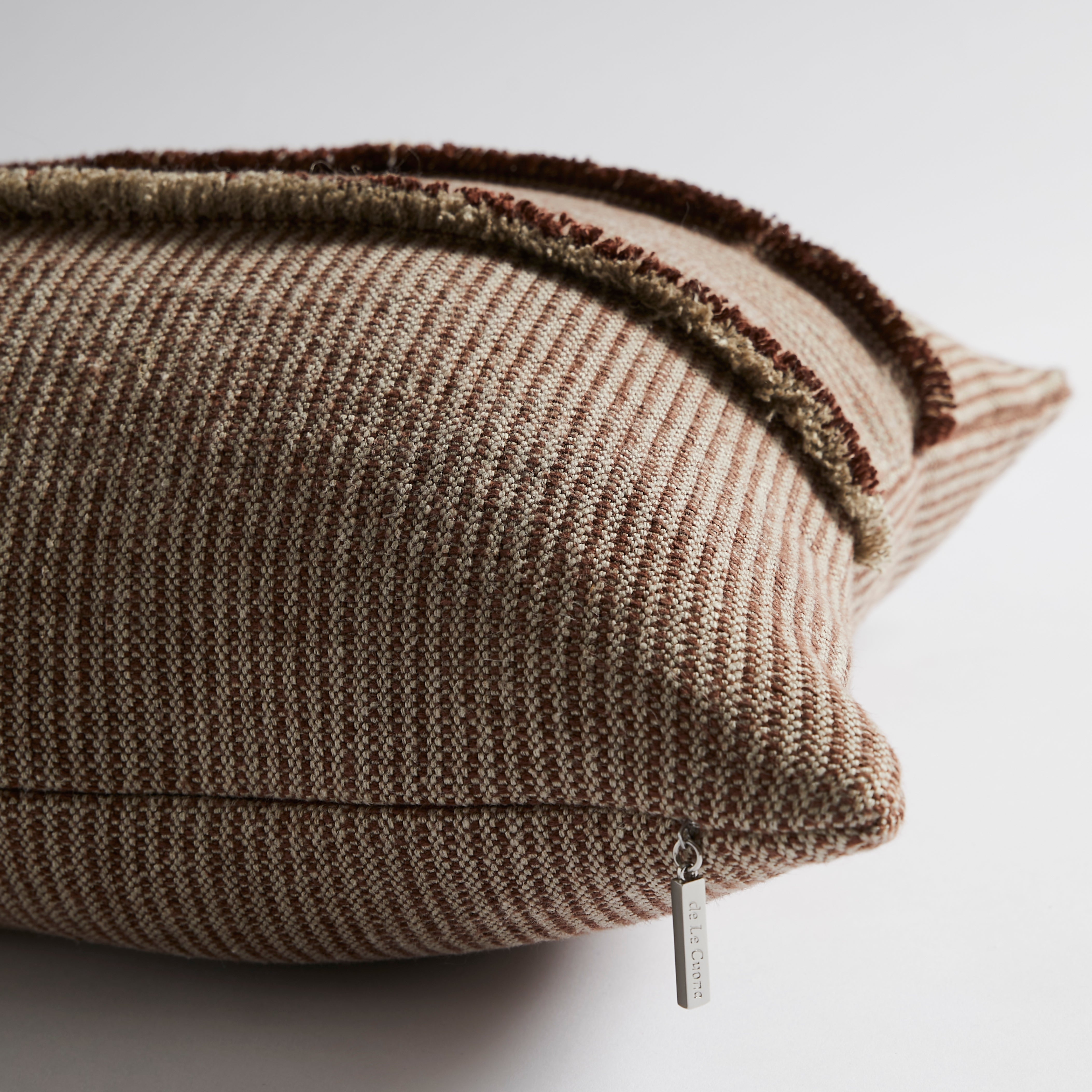 SALOPETTE CUSHION WITH FRINGED PANELS - MAROON - Peter Staunton Design Studio