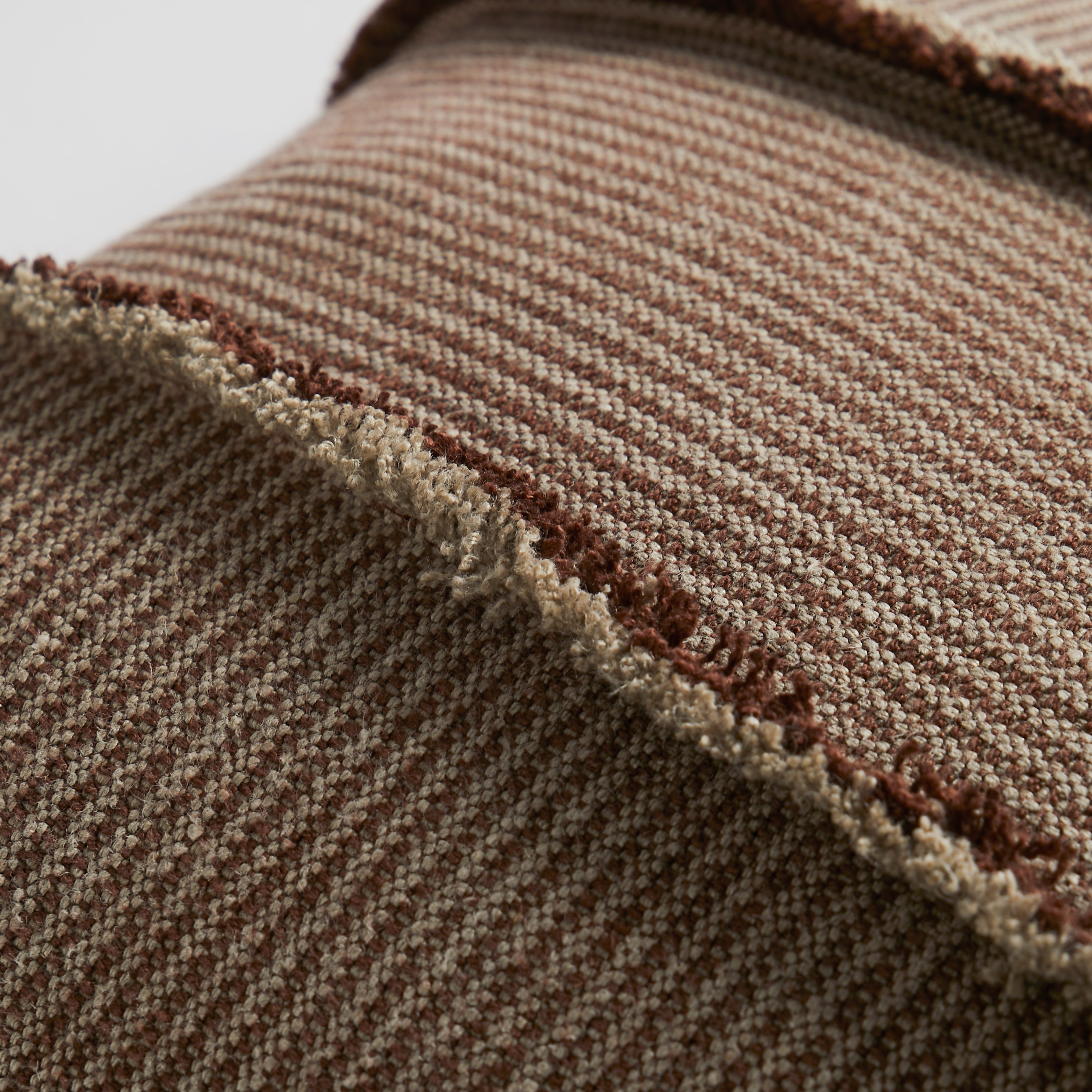 SALOPETTE CUSHION WITH FRINGED PANELS - MAROON - Peter Staunton Design Studio