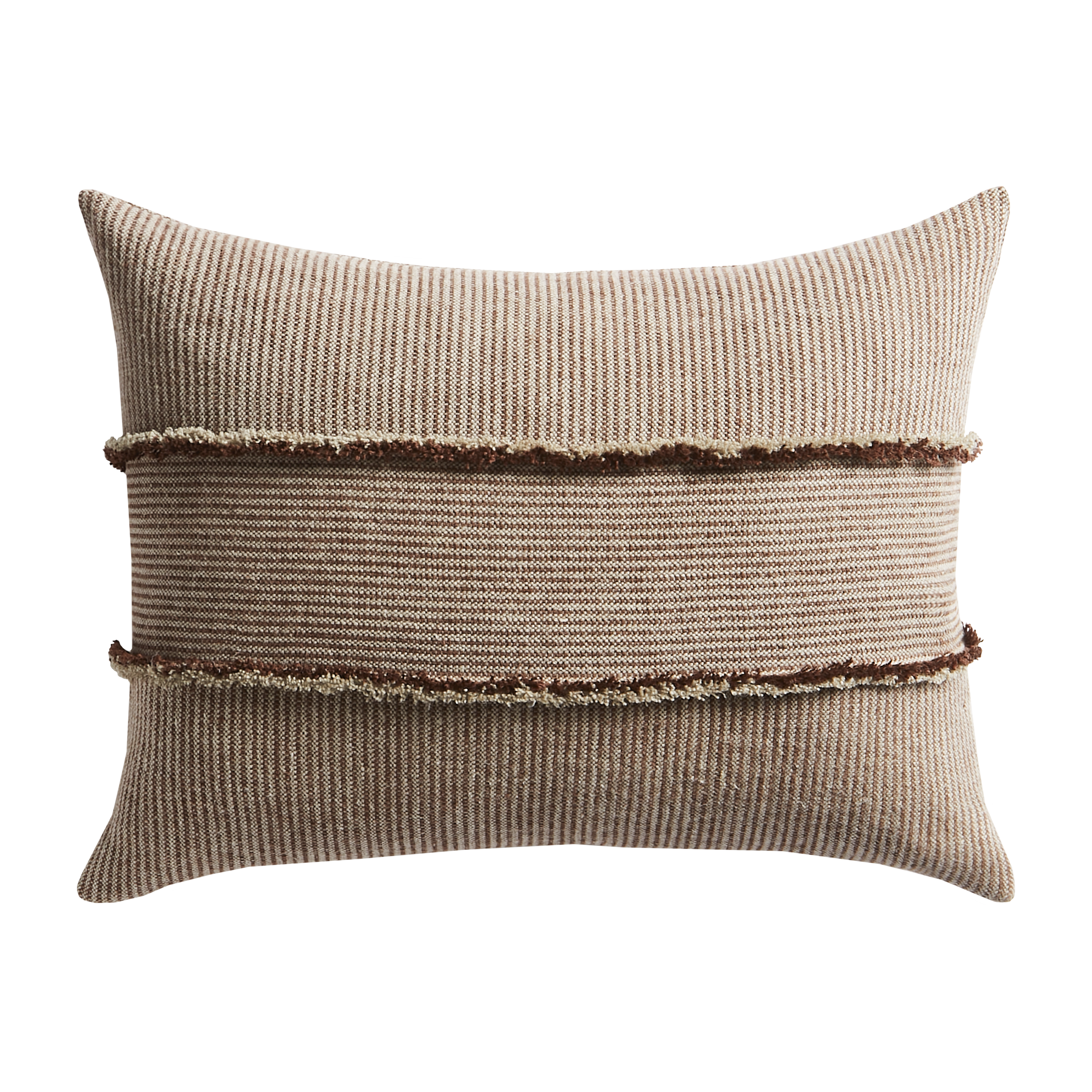 SALOPETTE CUSHION WITH FRINGED PANELS - MAROON - Peter Staunton Design Studio