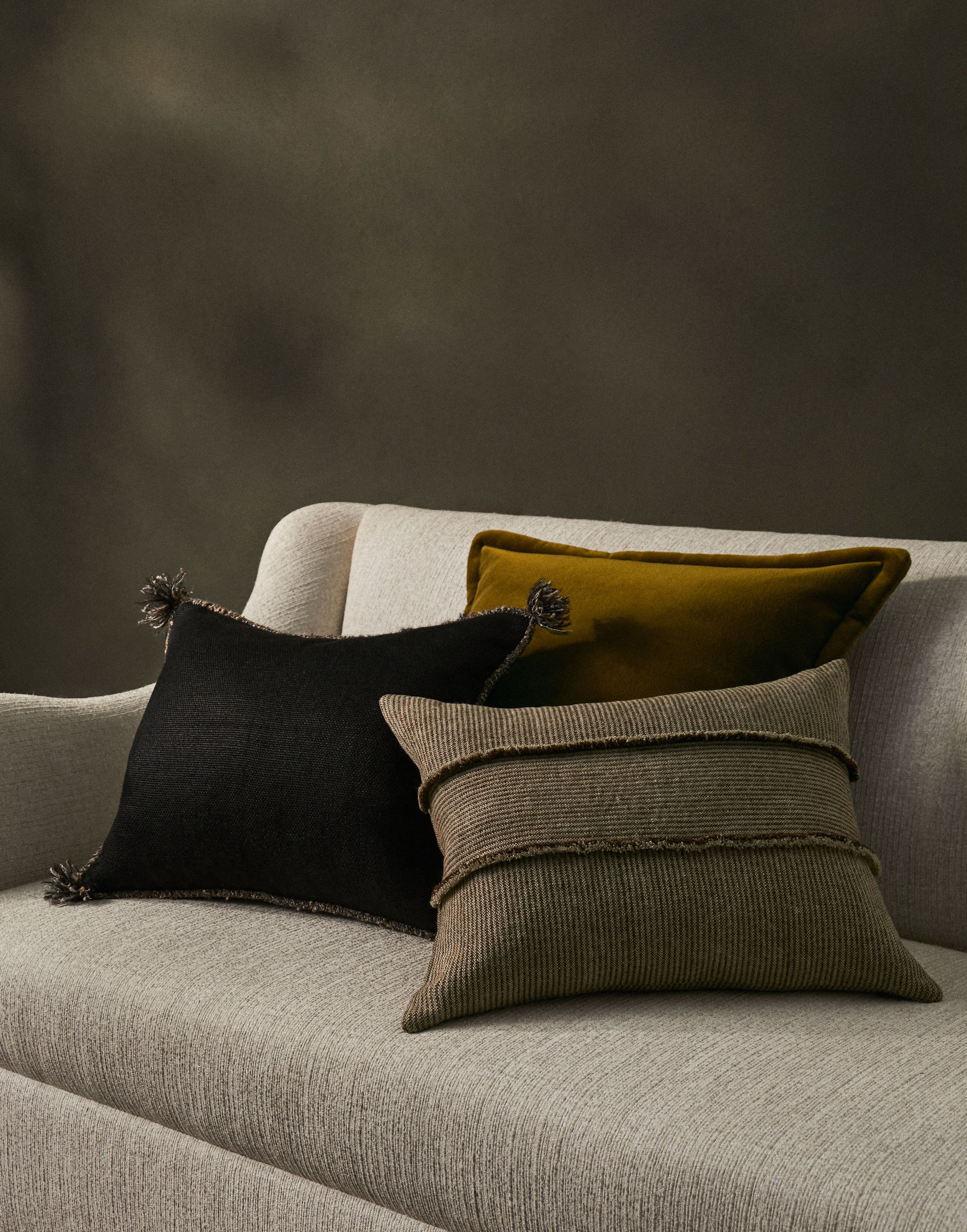 CAPE CUSHION WITH BRAIDED CORD TRIM - COAL - Peter Staunton Design Studio