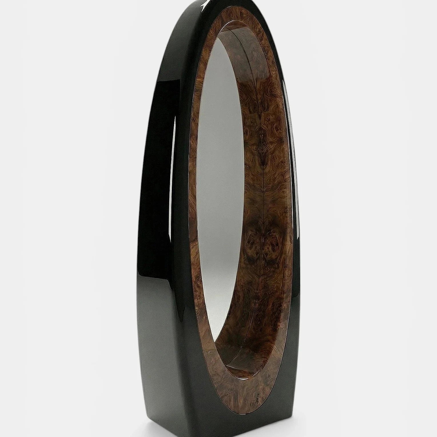 Harch Black And Burl Wood Mirror