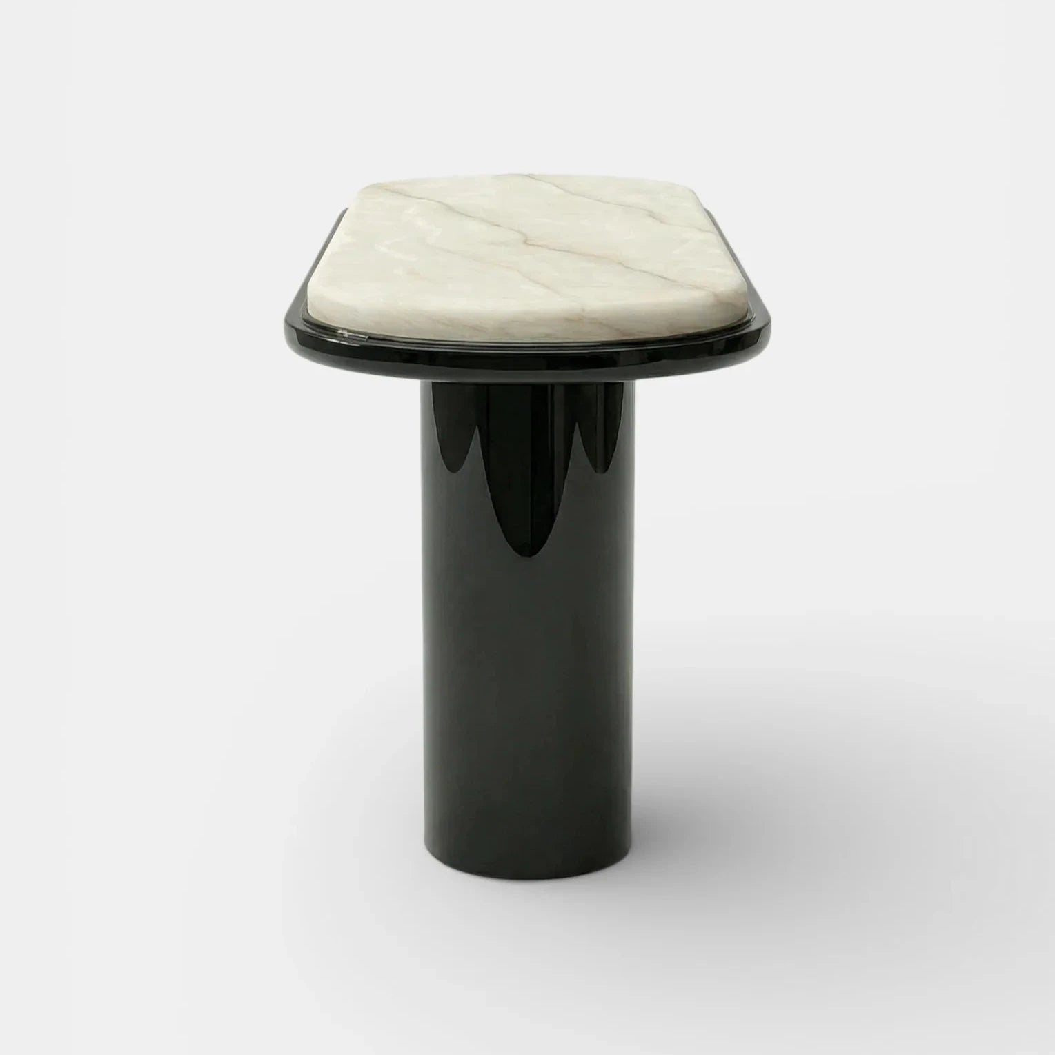 Ida Black Lacquered And Ivory Onyx Console