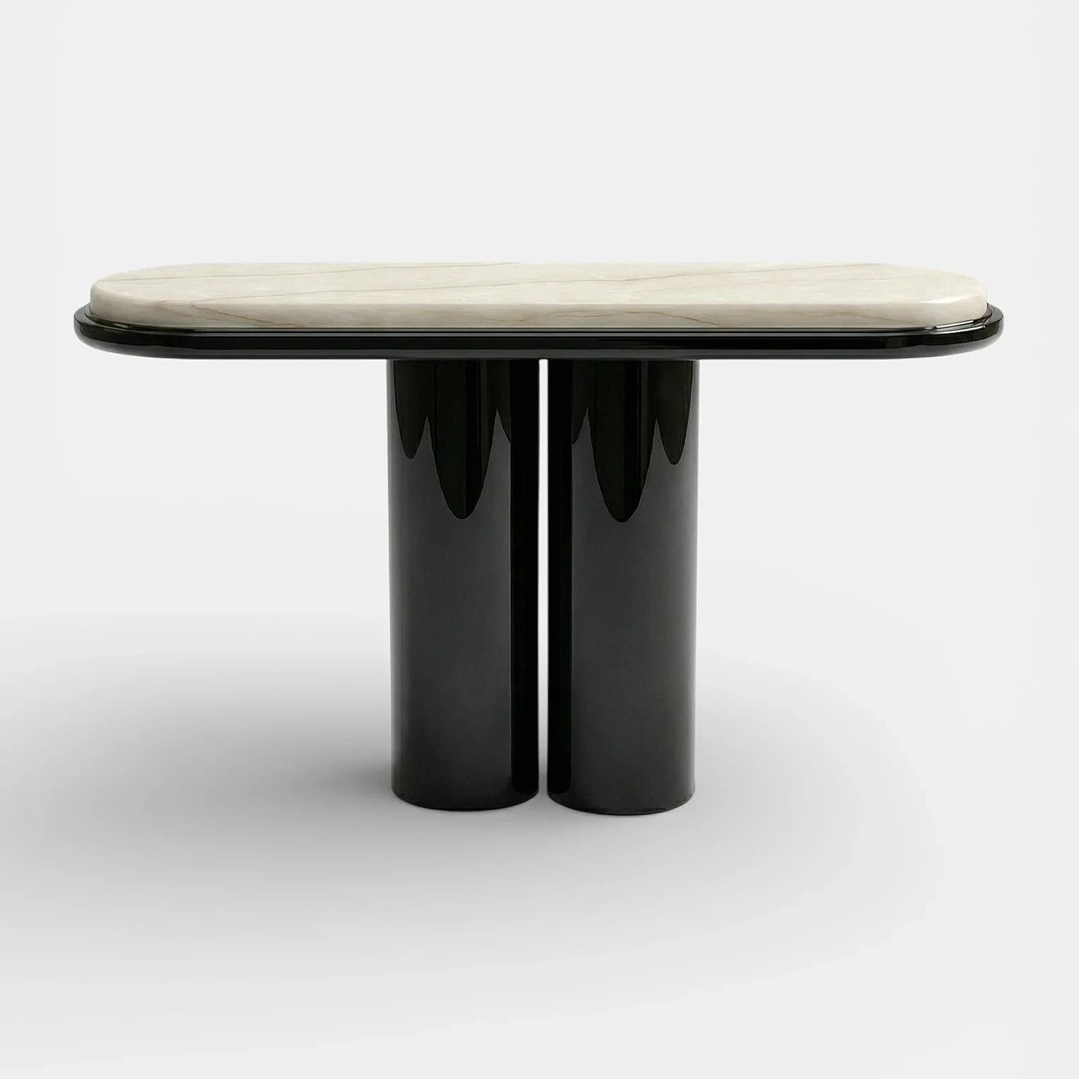 Ida Black Lacquered And Ivory Onyx Console