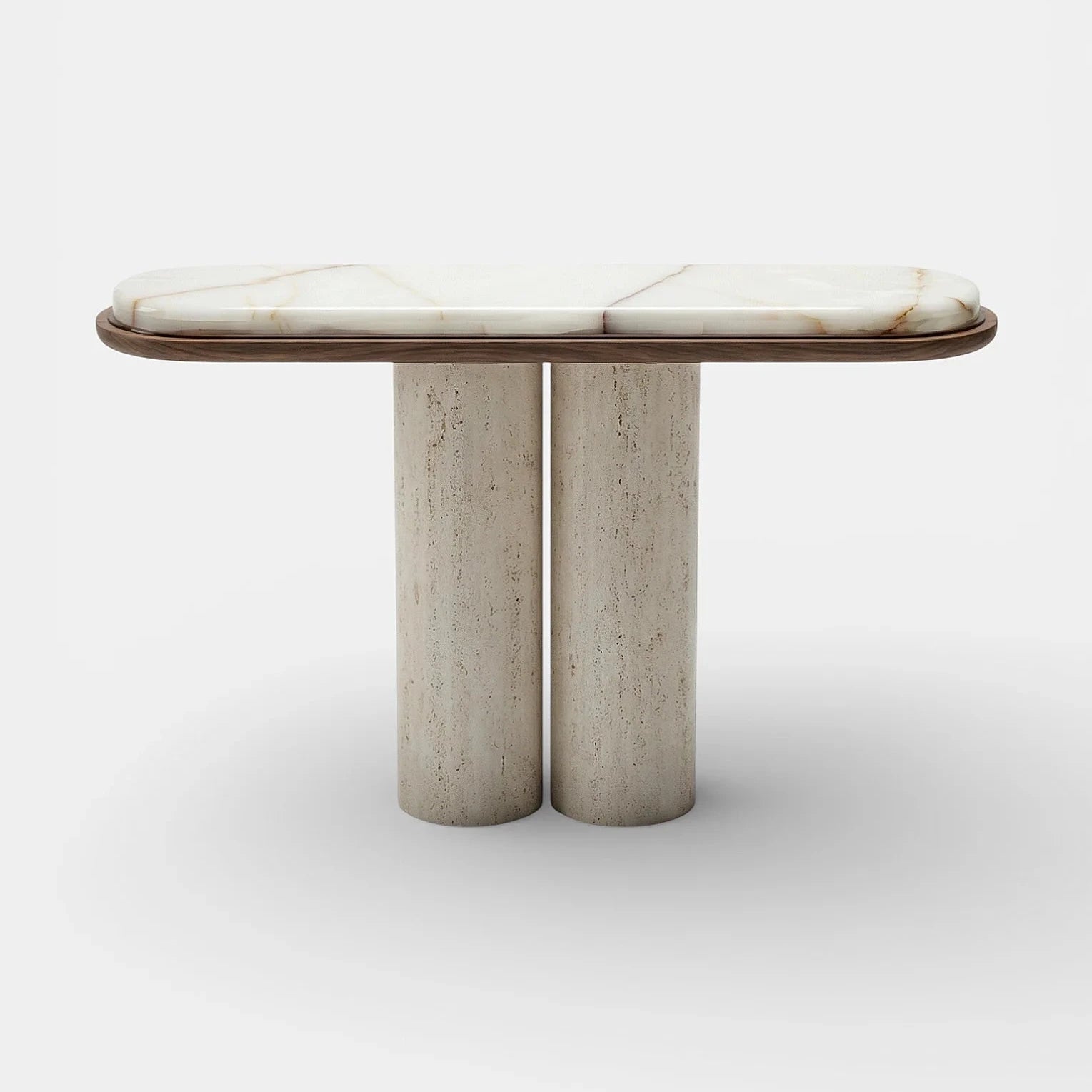 Ida Travertin Wood And Onyx Console