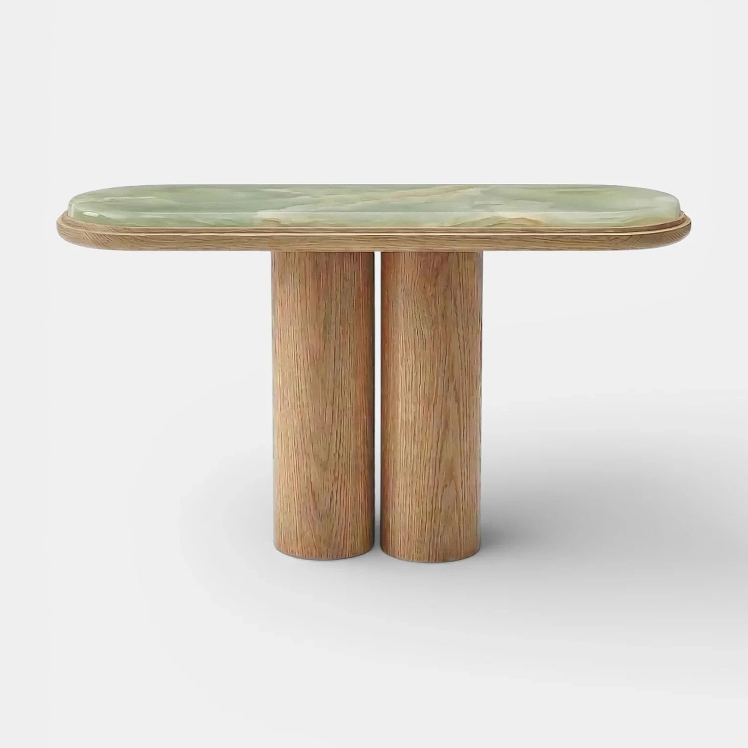 Ida Oak And Green Onyx Console