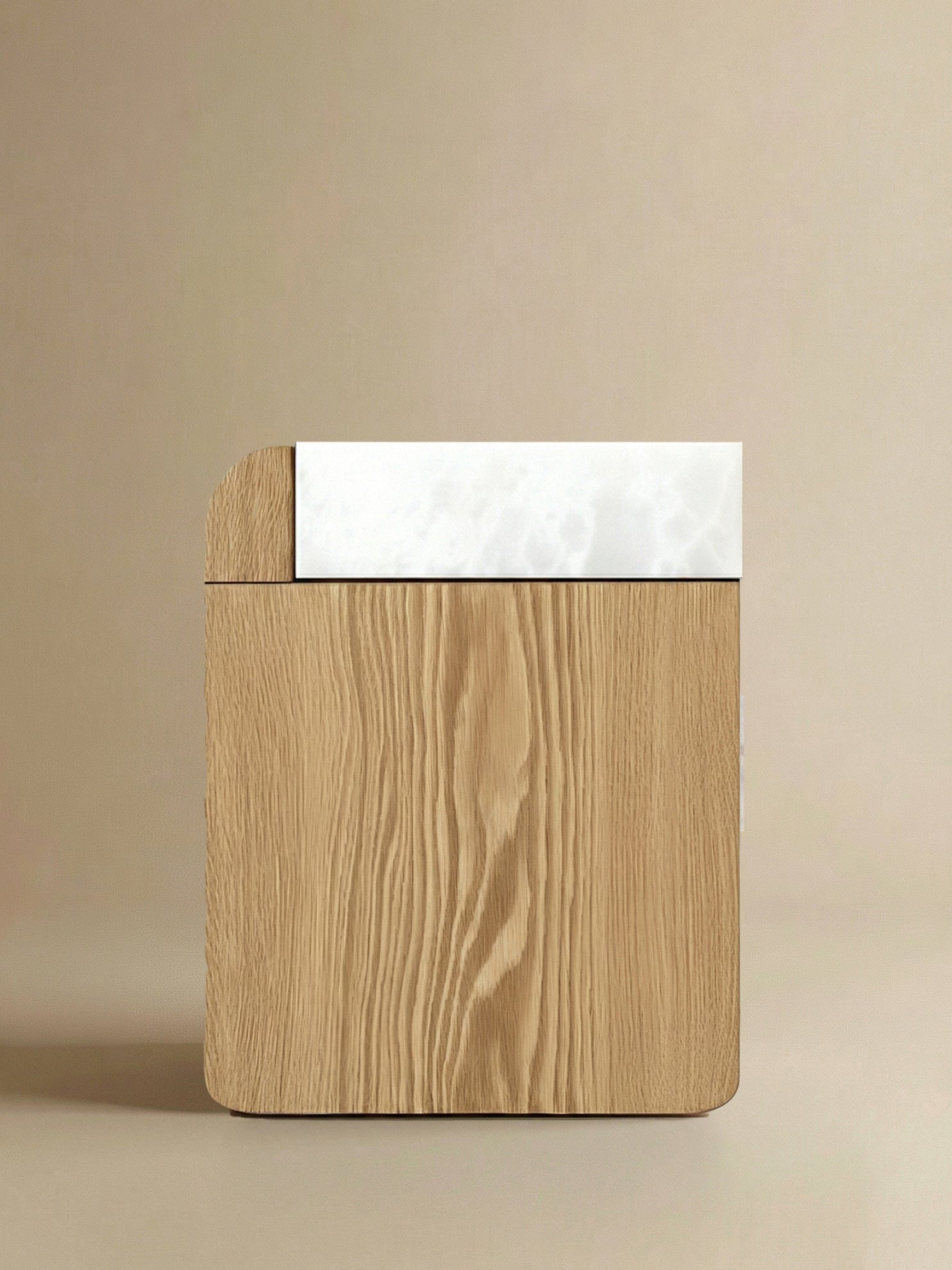 AMO OAK AND WHITE ONYX STORAGE TABLE