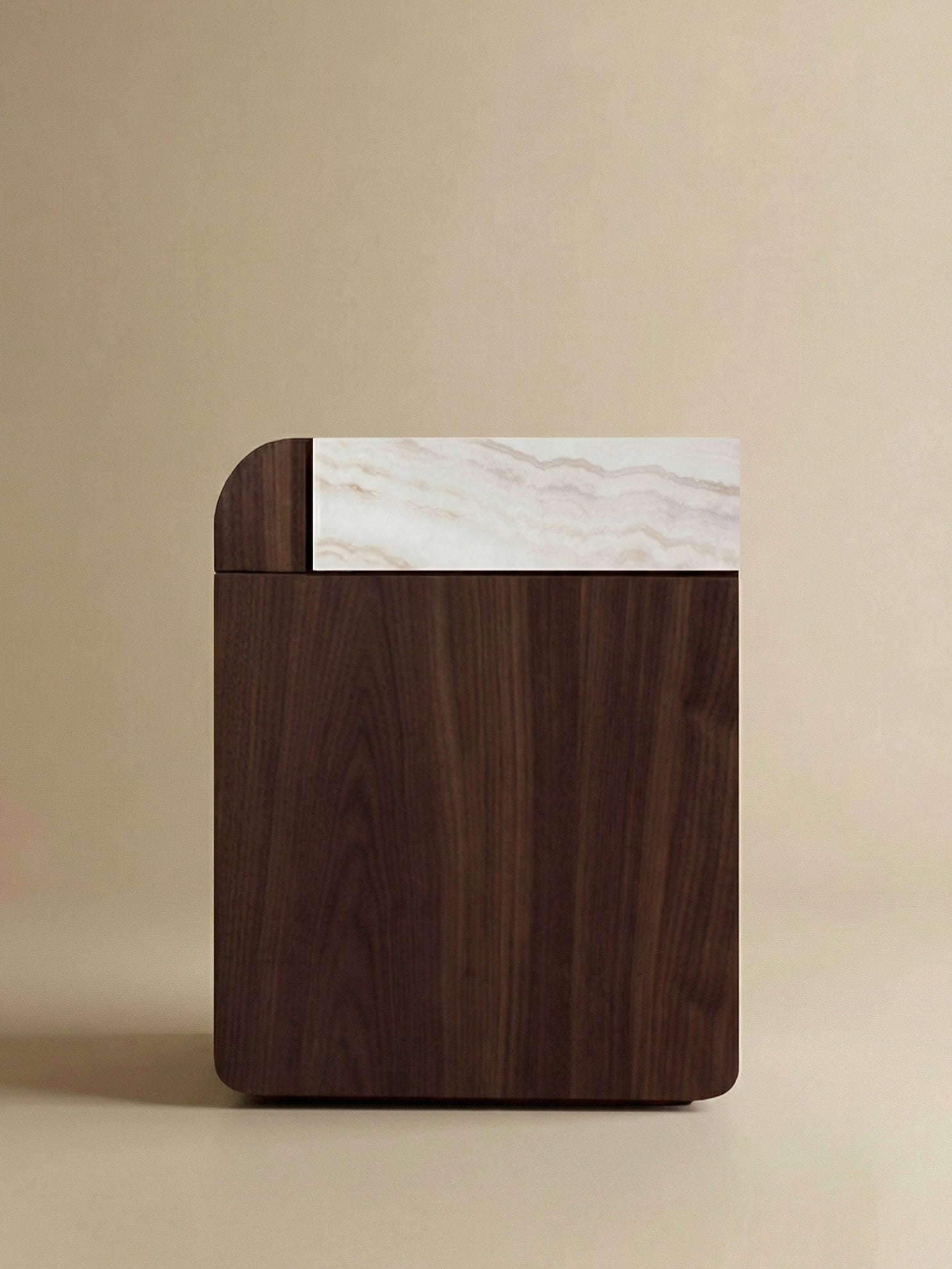 AMO WALNUT AND IVORY ONYX STORAGE TABLE