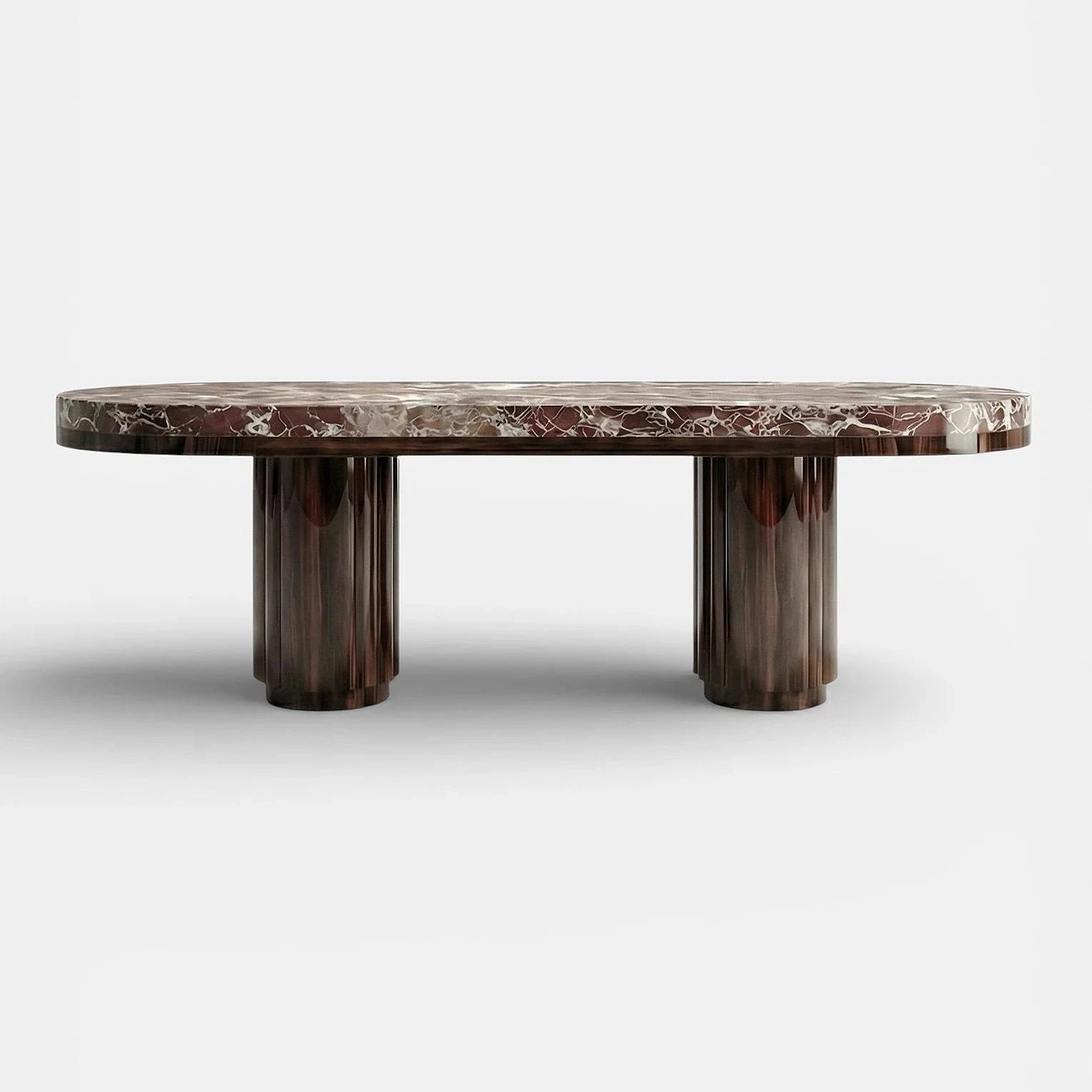Mira Wood And Rosso Levanto Marble Dinning Table