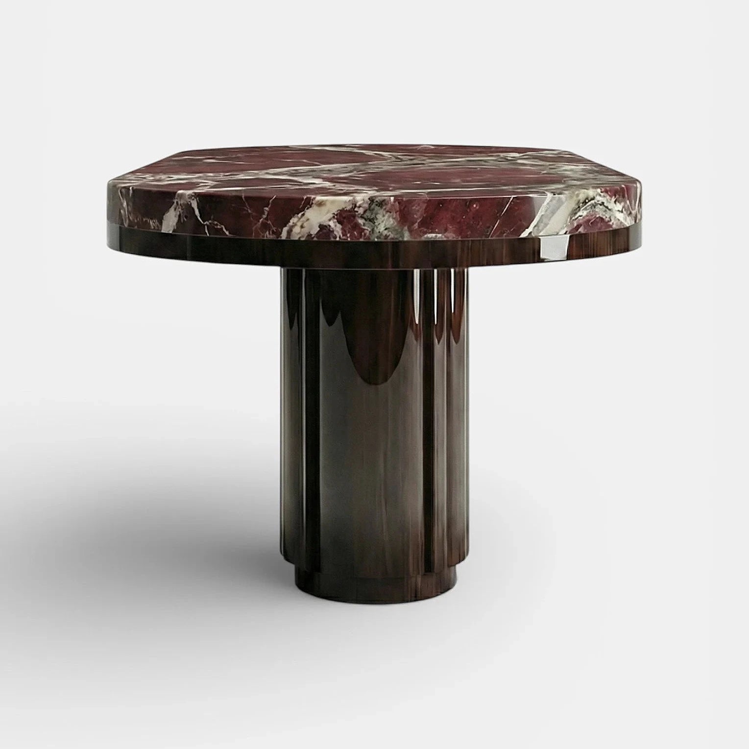 Mira Wood And Rosso Levanto Marble Dinning Table