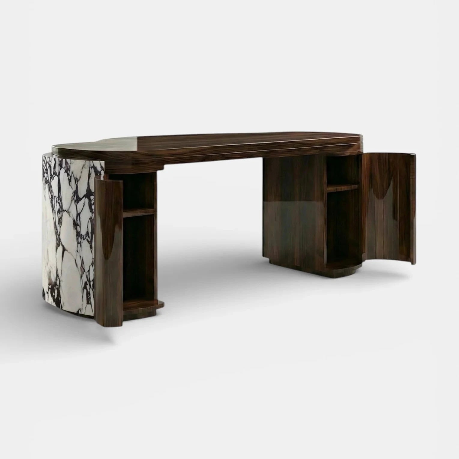 Moka Calacatta Viola And Wood Desk