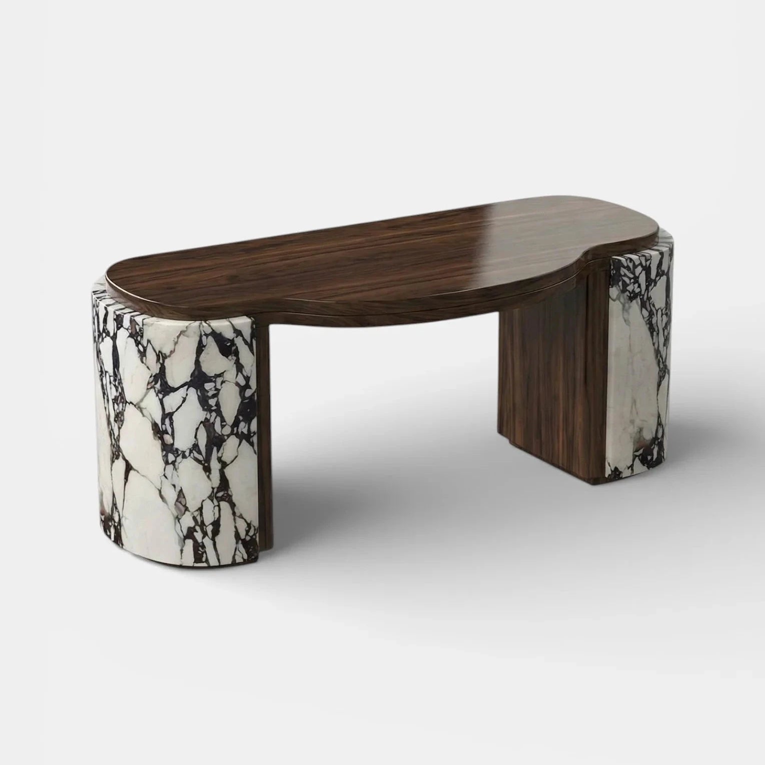 Moka Calacatta Viola And Wood Desk
