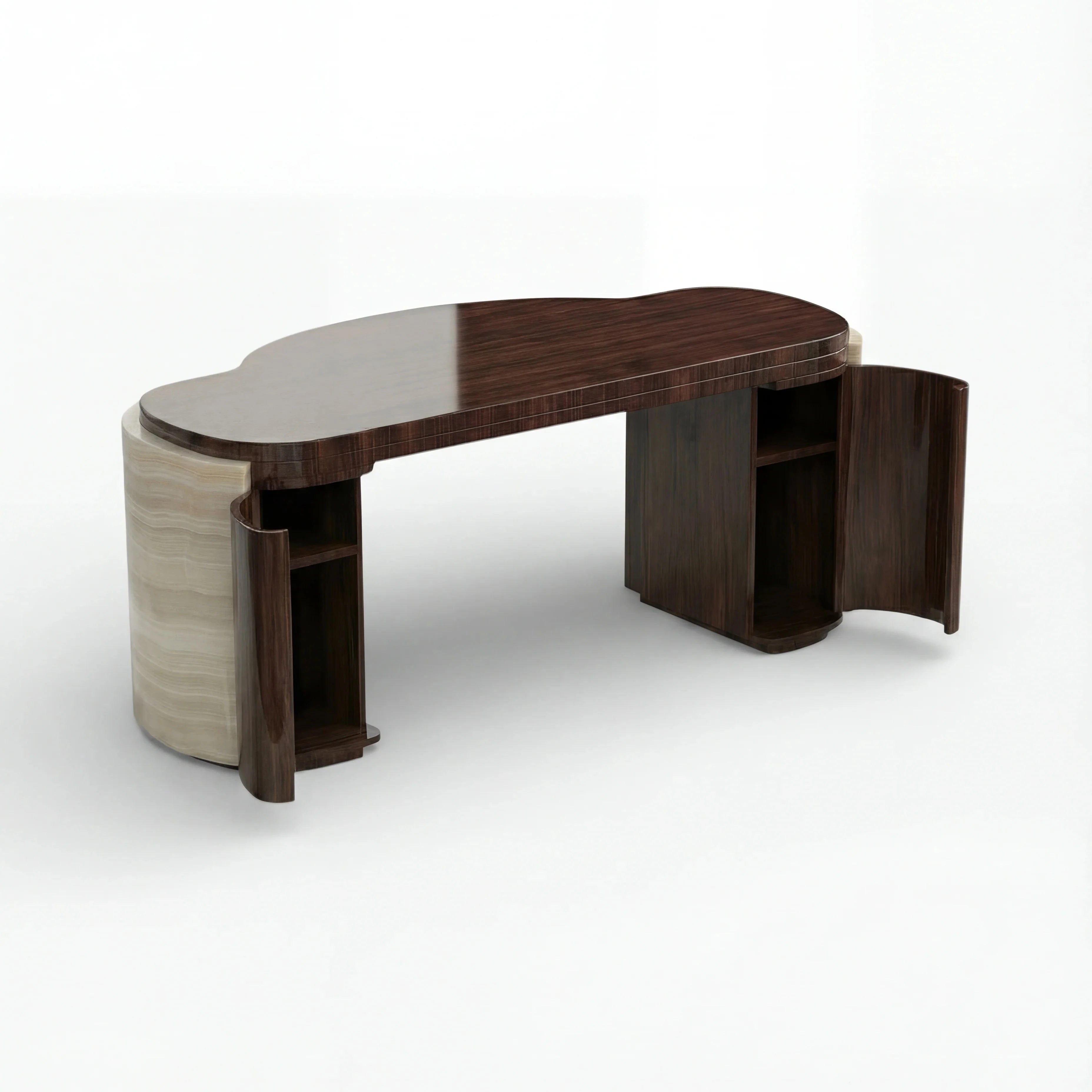 Moka Ivory Onyx And Wood Desk