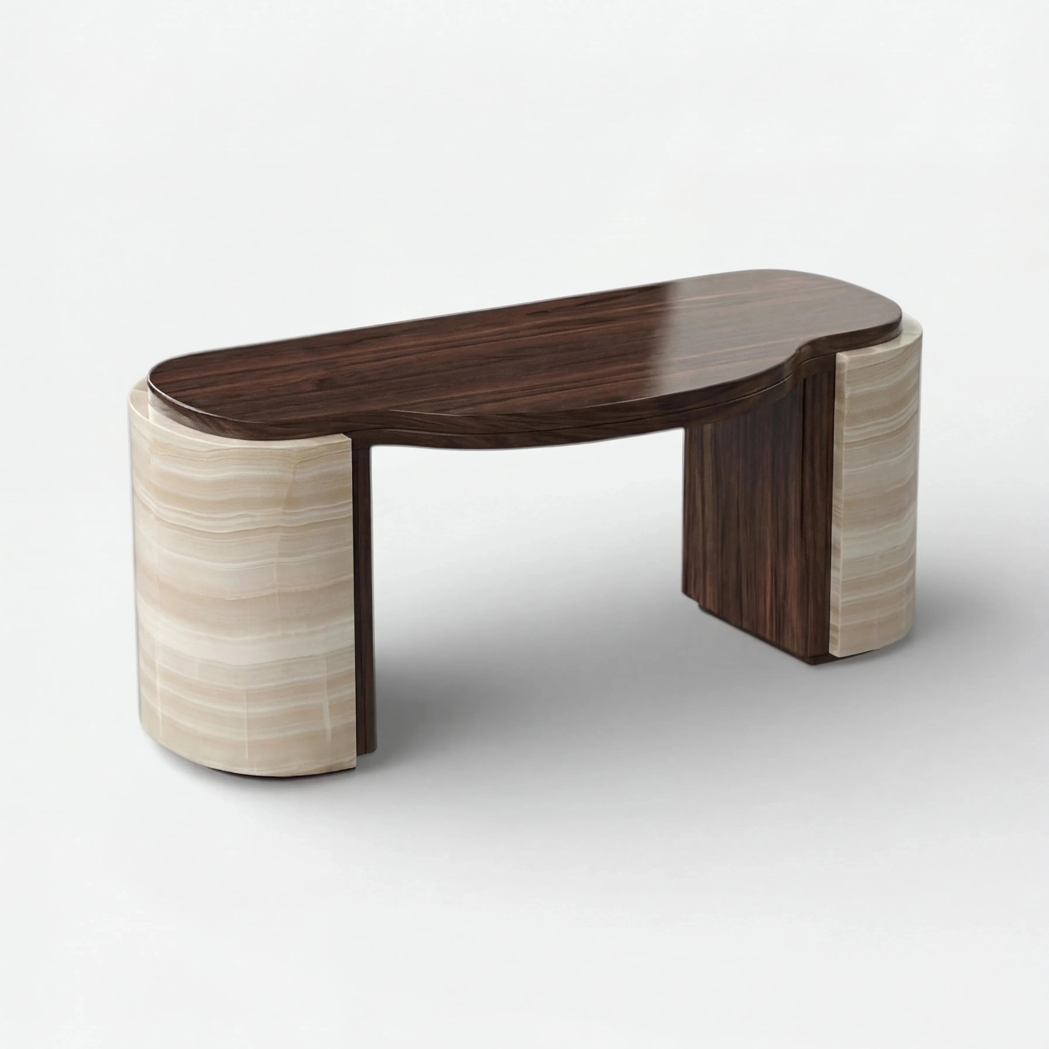 Moka Ivory Onyx And Wood Desk
