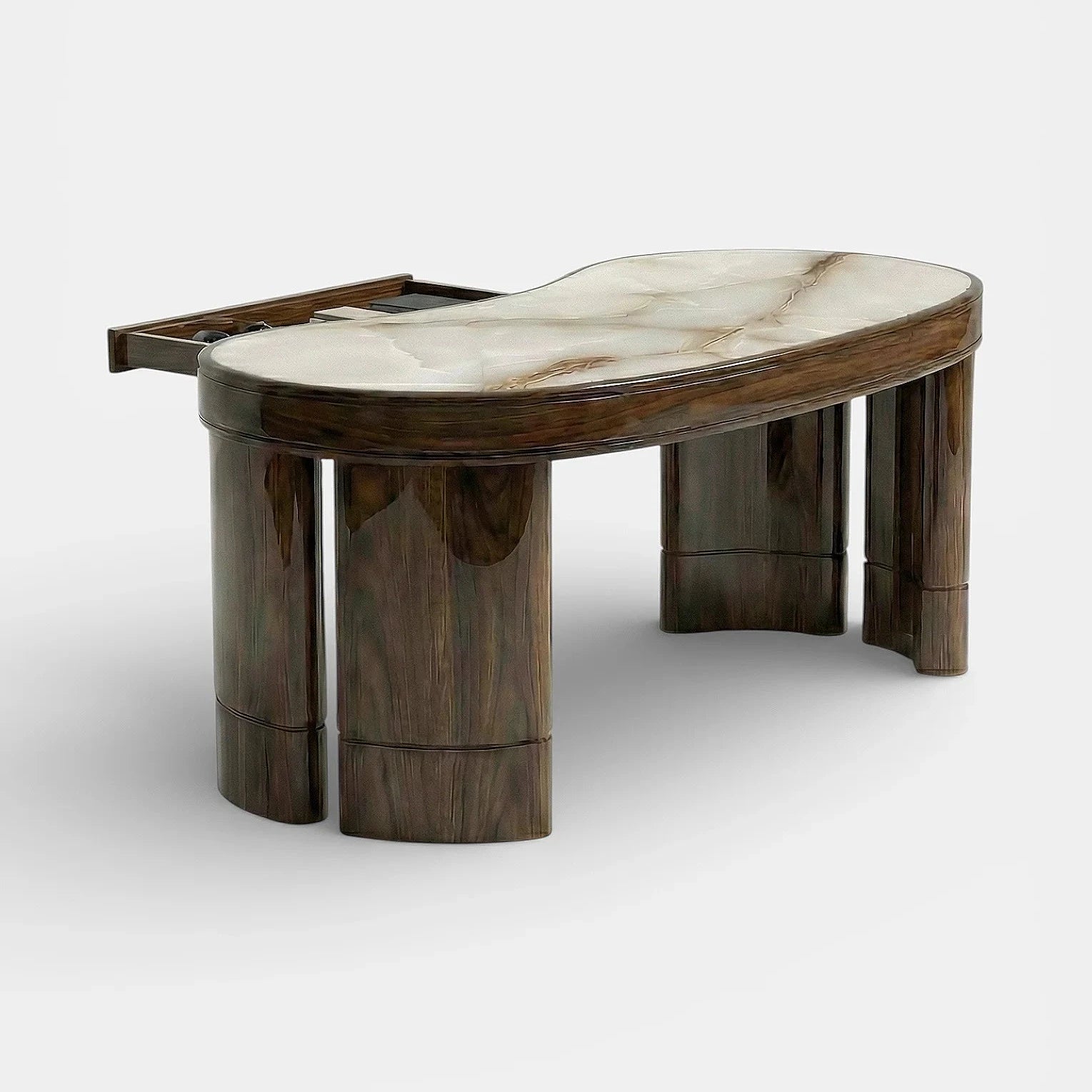 Nicola Glossy Wood And Shell Onyx Desk