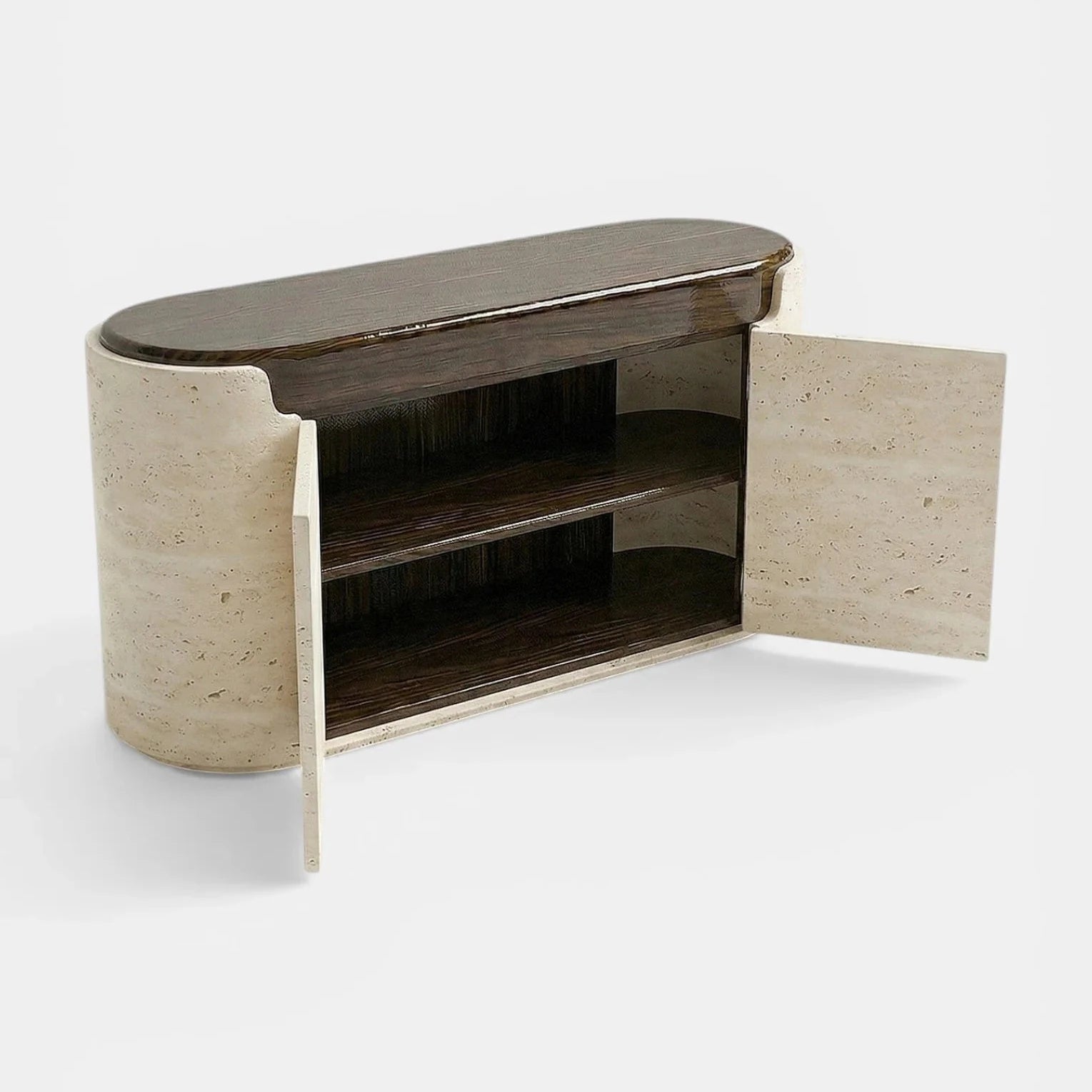 Nori Storage Wood And Travertine