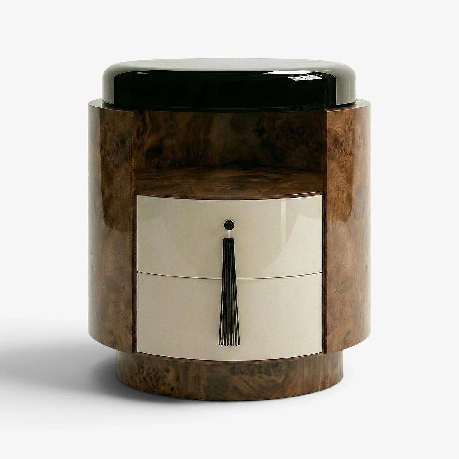 Pompon Dark Burl Wood Off-White And Black