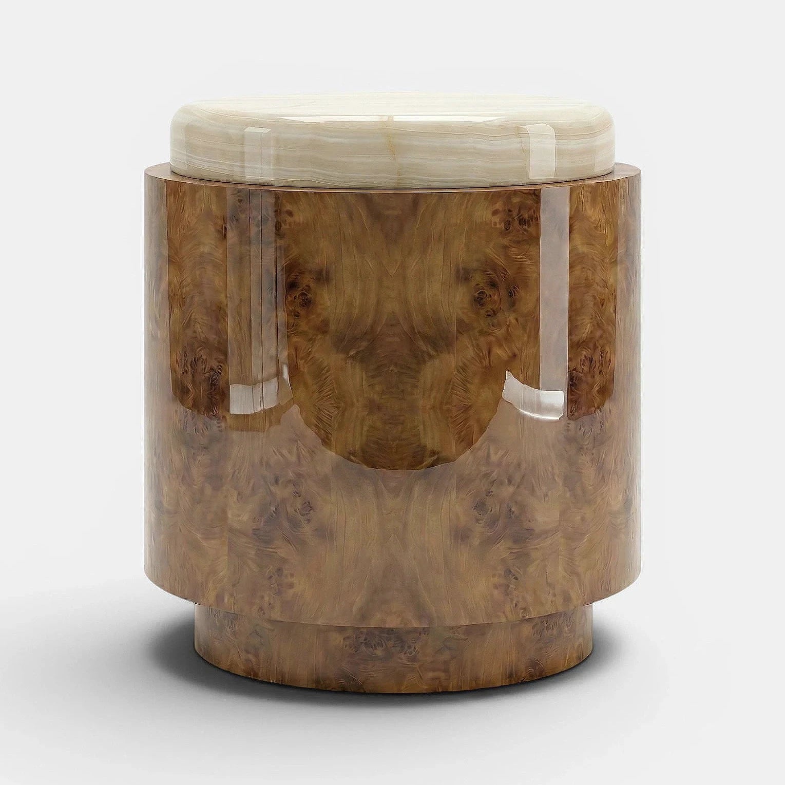 Pompon Burl Wood Honey Off-White And Ivory Onyx